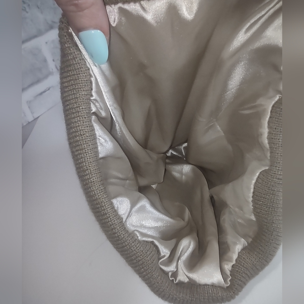 Tan Knit Beanie/Satin Lined - Picture 4 of 5